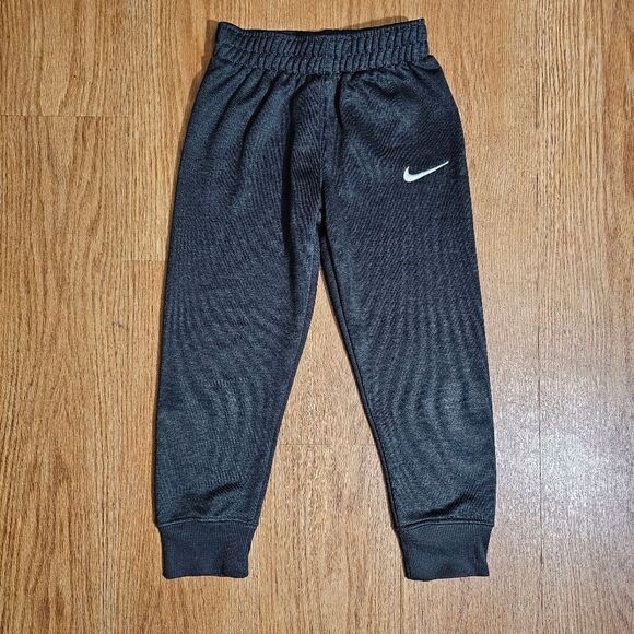 Nike Dri-Fit Kids Joggers Pants Heather Black Dark Grey Size 5 Brushed Fleece - Picture 1 of 9
